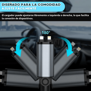 CARGADOR DE AUTO 4 EN 1 Cable Retráctil 🚘⚡