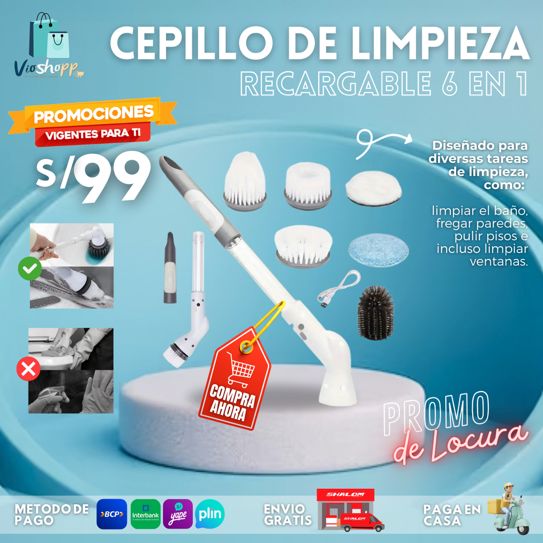 CEPILLO DE LIMPIEZA PREMIUM RECARGABLE 6 EN 1