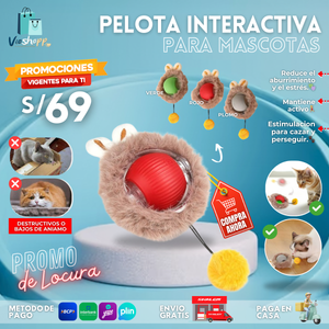 PELOTA INTERACTIVA AUTOMATICA DE FELPA 🐱