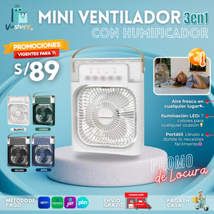 MINI VENTILADOR AIRE ACONDICIONADO 3EN1 CON HUMIFICADOR